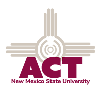 Image of the NMSU Agricultural Communicators of Tomorrow logo. It has a tan zia symbol with ACT in crimson.